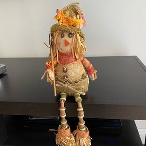 Autumn Scarecrow Decor with Hat and Straw Hair